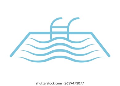 Swimming pool icon illustration design. Ladder in Swimming Pool Isolated Line Icon Style Design. Simple Vector Illustration.