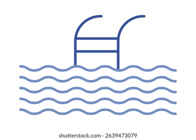 Swimming pool icon illustration design. Ladder in Swimming Pool Isolated Line Icon Style Design. Simple Vector Illustration.
