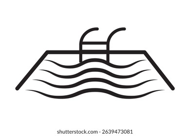 Swimming pool icon illustration design. Ladder in Swimming Pool Isolated Line Icon Style Design. Simple Vector Illustration.