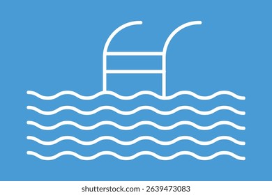 Swimming pool icon illustration design. Ladder in Swimming Pool Isolated Line Icon Style Design. Simple Vector Illustration.