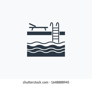 Swimming pool icon isolated on clean background. Swimming pool icon concept drawing icon in modern style. Vector illustration for your web mobile logo app UI design.