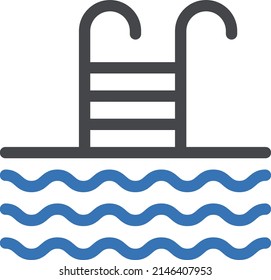 Schwimmbad-Symbol einzeln auf weißem Hintergrund.Vektorgrafik.eps10
