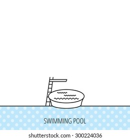 Swimming pool icon. Jumping into water sign. Circles seamless pattern. Background with icon. Vector