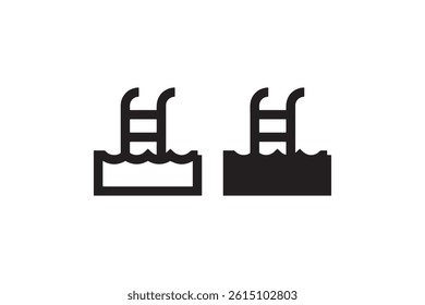 Swimming pool icon with ladder in silhouette Vector