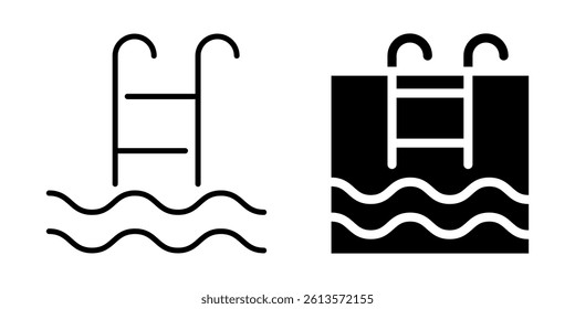 Swimming pool icon for leisure and recreation. Linear and silhouette style.