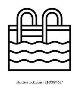 Swimming Pool Icon. Line Art Style Design Isolated On White Background