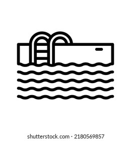 Swimming Pool Icon. Line Art Style Design Isolated On White Background