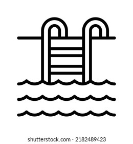 Swimming Pool Icon. Line Art Style Design Isolated On White Background