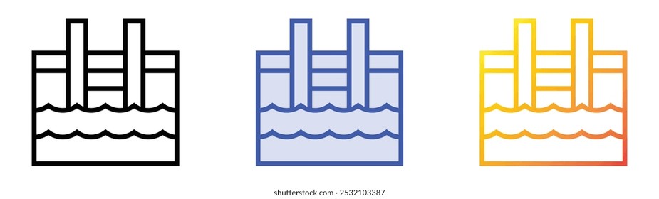 swimming pool icon. Linear, Blue Fill and Gradient Style Design Isolated On White Background