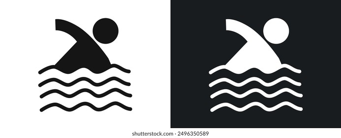 Swimming Pool icon linear graphics set vector in black