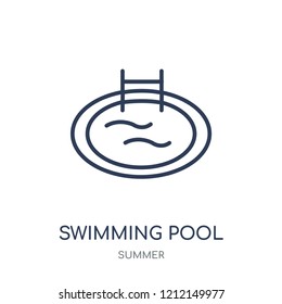 Swimming pool icon. Swimming pool linear symbol design from Summer collection. Simple outline element vector illustration on white background.