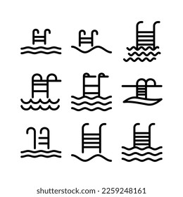 Schwimmbad-Symbol oder Logo einzeln auf Zeichen, Vektorgrafik - hochwertige Vektorsymbole in schwarzem Stil