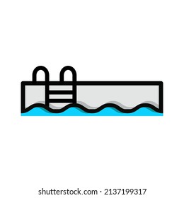 Swimming Pool Icon. Swimming Pool Logo. Vector Illustration. Isolated on White Background. Editable Stroke