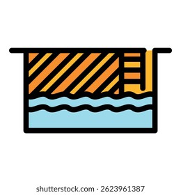 Swimming pool icon. Outline swimming pool vector icon color flat isolated