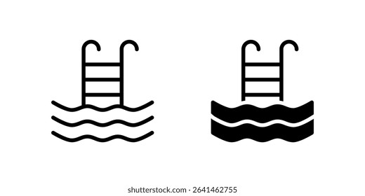 Swimming Pool Icon Set ideal for recreation or summer themed illustrations.