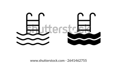 Swimming Pool Icon Set ideal for recreation or summer themed illustrations.