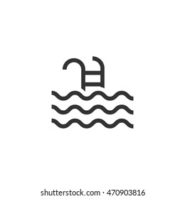 Swimming pool icon in single color. Athlete fitness water sport skill