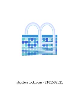 Swimming pool icon with stairs. Modern 3d vector illustration.