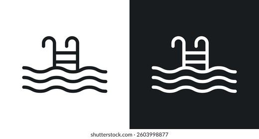 Swimming pool icon symbol collection on white background.