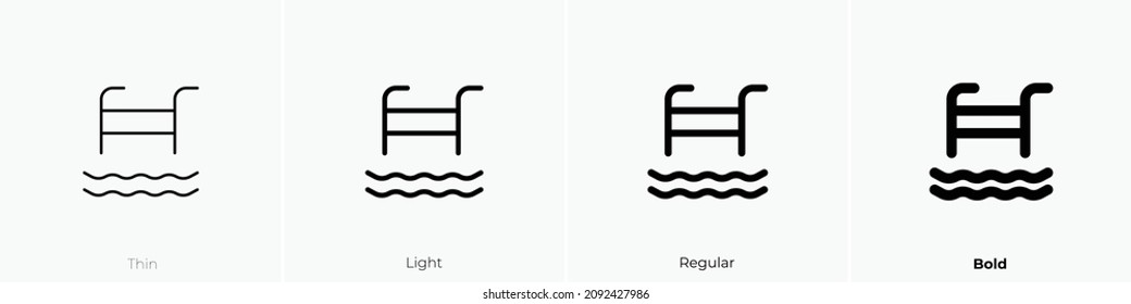 swimming pool icon. Thin, Light Regular And Bold style design isolated on white background