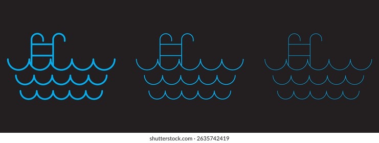 Swimming pool icon in thin outline style. Athlete fitness water sport skill