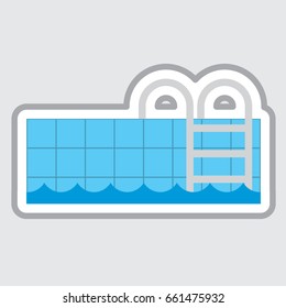 swimming pool icon vector illustration, isolated on grey background