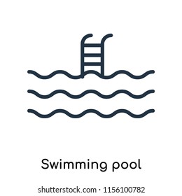 Swimming pool icon vector isolated on white background. thin symbols or lined elements in outline style