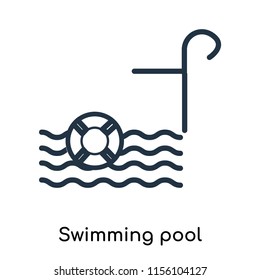 Swimming pool icon vector isolated on white background, Swimming pool transparent sign , thin symbols or lined elements in outline style
