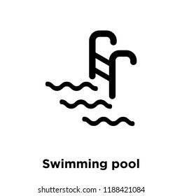 Swimming pool icon vector isolated on white background, logo concept of Swimming pool sign on transparent background, filled black symbol