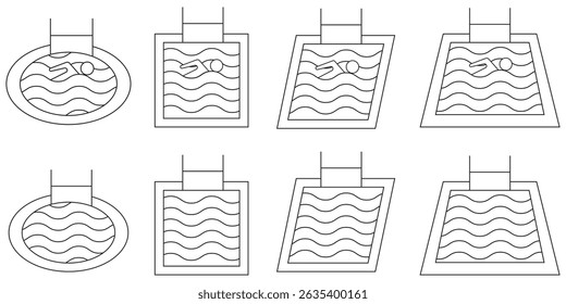 Swimming pool icon vector set. Simple thin line, outline illustration. outline swimming pool icon set isolated on white background . 