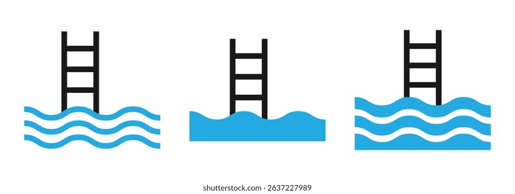 Swimming pool icon vector set. Poolside access sign. Outline symbol of Swimming pool water for web design or mobile app. Vector Illustration