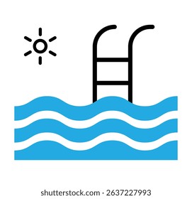 Swimming pool icon vector set. Poolside access sign. Outline symbol of Swimming pool water for web design or mobile app. Vector Illustration