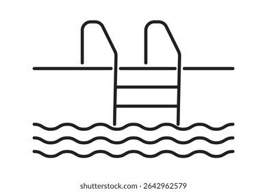 Swimming pool icon vector set. Simple thin line, outline illustration. Flat People Pictogram Icon Isolated on transparent Background, for leisure during summer holiday symbol. eps 10
