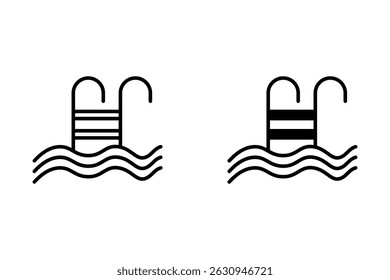 Ícone da piscina. Piscina, símbolo de ícone de piscina de água. Ilustração vetorial