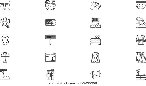 Swimming pool icons High-Quality Vector Icons Collection with Editable Stroke. Ideal for Professional and Creative Projects.