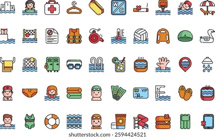 Swimming pool icons High-Quality Vector Icons Collection with Editable Stroke. Ideal for Professional and Creative Projects.