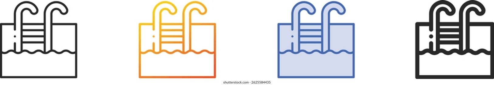 swimming pool icon.Thin Linear, Gradient, Blue Stroke and bold Style Design Isolated On White Background