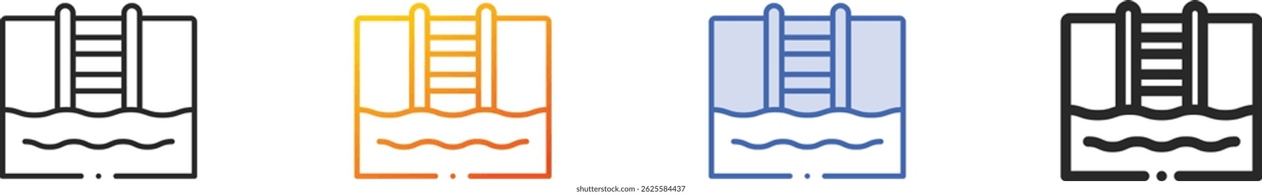 swimming pool icon.Thin Linear, Gradient, Blue Stroke and bold Style Design Isolated On White Background