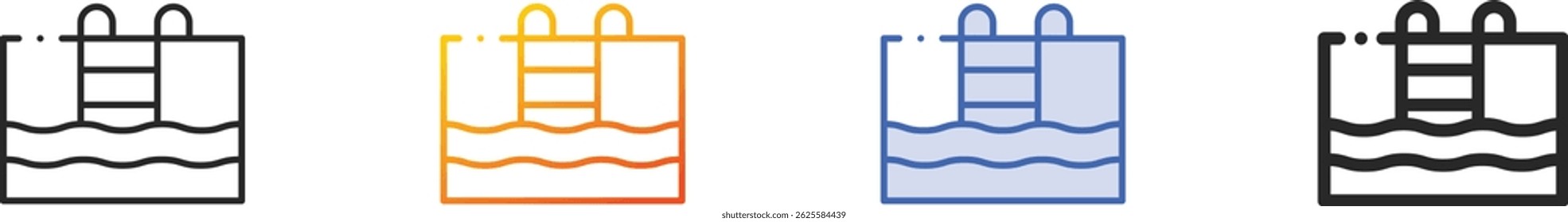 swimming pool icon.Thin Linear, Gradient, Blue Stroke and bold Style Design Isolated On White Background