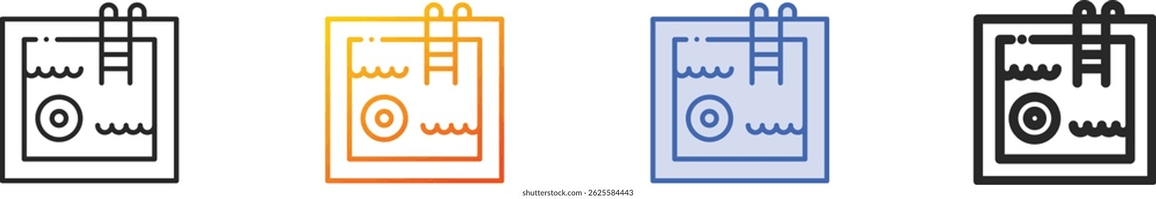 swimming pool icon.Thin Linear, Gradient, Blue Stroke and bold Style Design Isolated On White Background