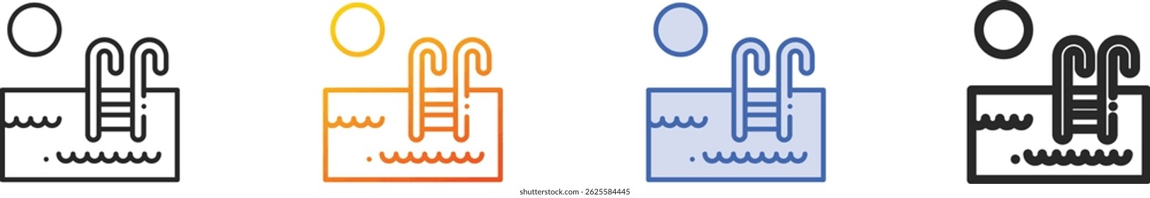 swimming pool icon.Thin Linear, Gradient, Blue Stroke and bold Style Design Isolated On White Background