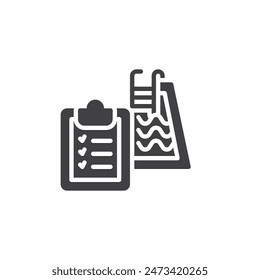 Swimming Pool Inspection vector icon. filled flat sign for mobile concept and web design. Pool Inspection Service glyph icon. Symbol, logo illustration. Vector graphics