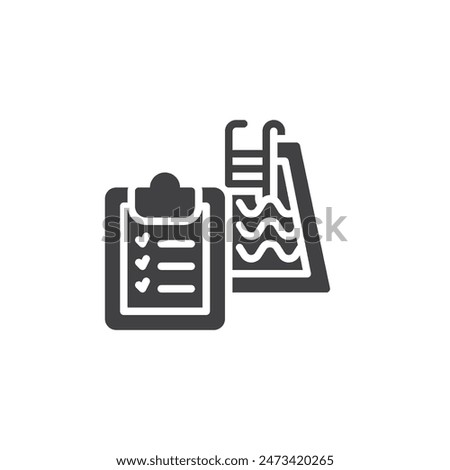 Swimming Pool Inspection vector icon. filled flat sign for mobile concept and web design. Pool Inspection Service glyph icon. Symbol, logo illustration. Vector graphics