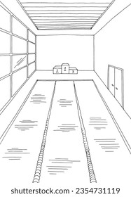 Swimming pool interior graphic black white vertical sketch illustration vector 