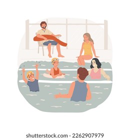 Swimming pool isolated cartoon vector illustration. Community indoor sport facility, children play in paddling pool, adult swimming, lifeguard watching people, active lifestyle vector cartoon.