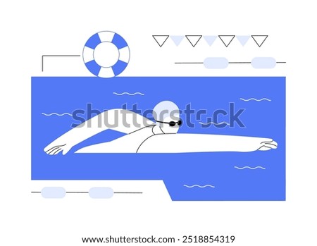 Swimming pool isolated cartoon vector illustrations. Young girl swimming in pool alone, college student doing sport indoor, healthy and active lifestyle, water splash vector cartoon.