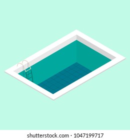 Swimming pool. Isometric concept design. Vector illustration