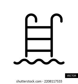 Swimming pool ladder, Swimming pool area vector icon in line style design for website, app, UI, isolated on white background. Editable stroke. EPS 10 vector illustration.