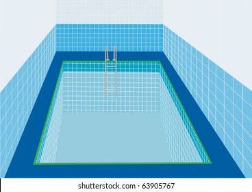 Swimming pool with a ladder to descend into the water.