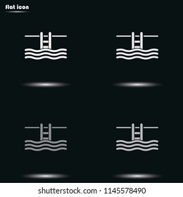 Swimming pool ladder flat grayscale vector icon.